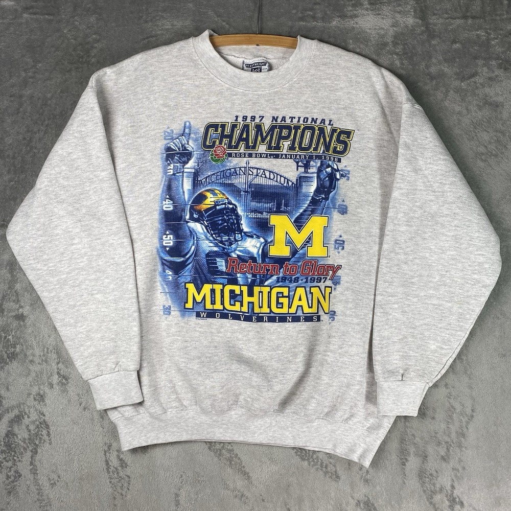 Vintage University Of Michigan Sweatshirt Mens Size XL Wolverines 1997 Rose Bowl